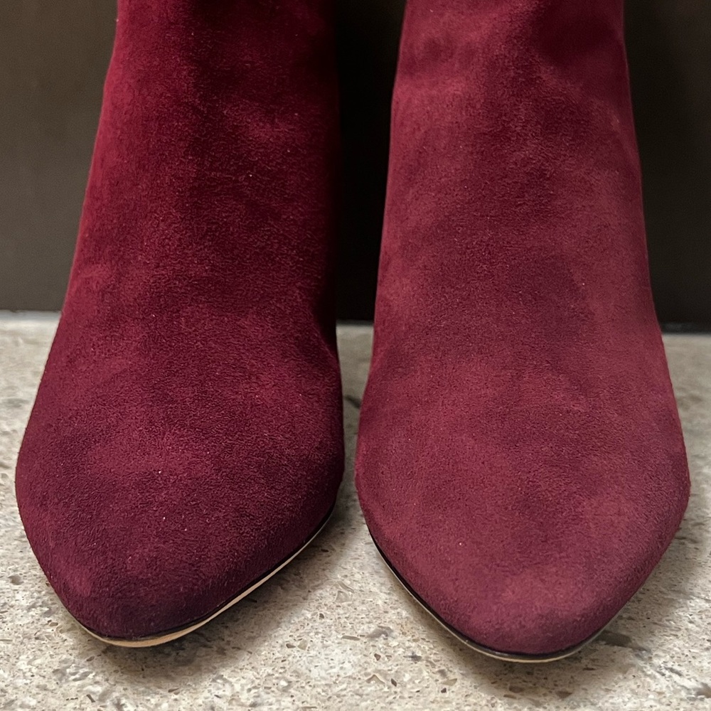 JIMMY CHOO.NWOT.AUTHENTIC.Major 85 Bordeaux Suede & Calf Leather Ankle Bootie.8. - Picture 4 of 10